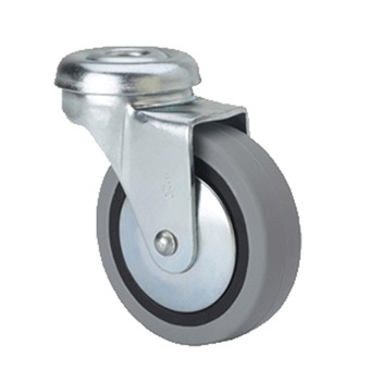 Rueda giratoria de goma con agujero pasante mod. b-pgi