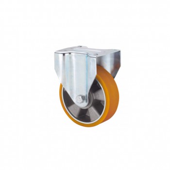 Rueda de poliuretano inyectado con nucleo de aluminio y soporte fijo ref. zv-aub