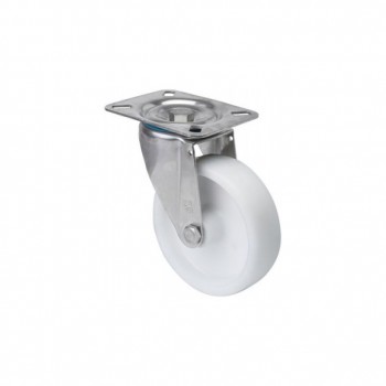 Rueda de poliamix con pletina giratoria inoxidable ref. zvi inox-ut