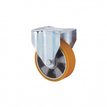 Rueda de poliuretano inyectado con nucleo de aluminio y soporte fijo para altas cargas ref. zvr-aub