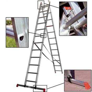Escalera combinada de 2 tramos de aluminio