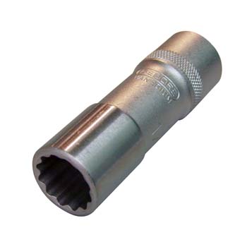 Llave de vaso bihexagonal serie larga con cuadrado de 1/2