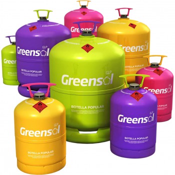 Botella recargable (vacía) para carga de gas g.l.p. greensol