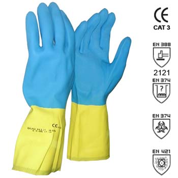 Guantes de látex mezclado (látex-neopreno) mod. duo-mix 405.