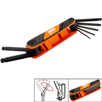 Juego de llaves tipo allen hexagonales en navaja, con bola, métricas y con mango bi-componente ref. be-9776b