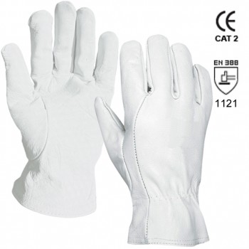 Guantes de piel flor vacuno gris mod. 406 vn