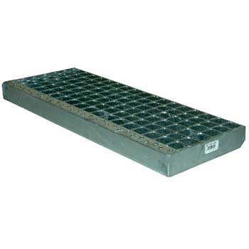 Peldaño electrosoldado con agujero de 30 x 30 y banda antideslizante.
