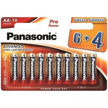 Blister de 10 pilas alcalinas panasonic lr6 de 1,5 v.