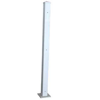 Poste intermedio/extremo cuadrado con base blanco.