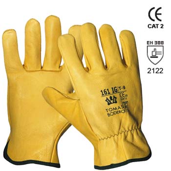 Guantes de piel flor cabra amarillos mod. 161 ig.