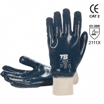 Guante mecánico de nitrilo azul con dorso cubierto mod. 9021b