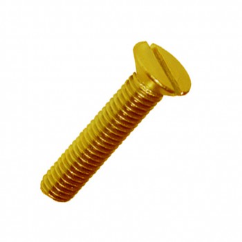 Tornillo din-963 de cabeza avellanada ranurada, de latón y rosca métrica.