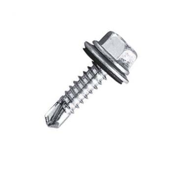 Tornillo din-7504 k con punta de broca, cabeza hexagonal con arandela estampada, acero zincado, con arandela ref: 7711 de acero + caucho 