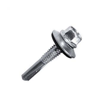 Tornillo ref-7331 autotaladrante, con punta broca nº5, cabeza hexagonal, cincado y arandela de acero + caucho 